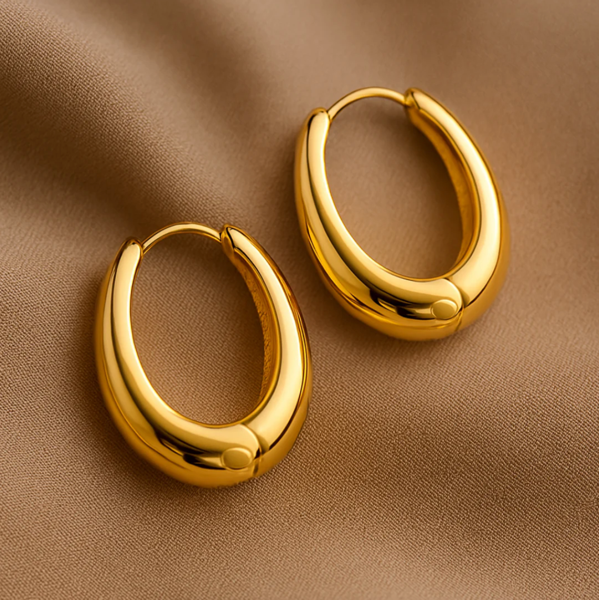 Diana™ - Lindos brincos ovais em ouro 14k