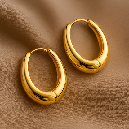 Diana™ - Lindos brincos ovais em ouro 14k